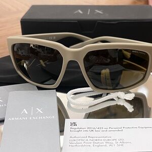 Armani Exchange Sunglasses with Matte Cream or Khaki Frame